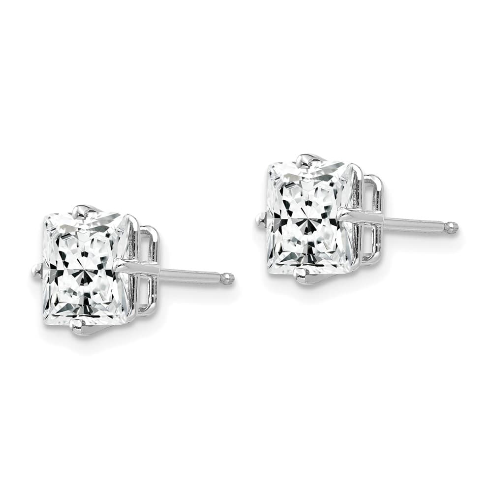 14K White Gold 7mm Cubic Zirconia Post Earrings, view 2 of 4