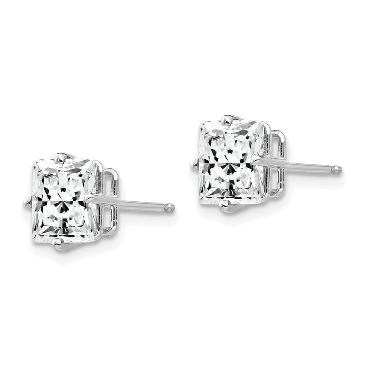 14K White Gold 7mm Cubic Zirconia Post Earrings, view 2 of 4