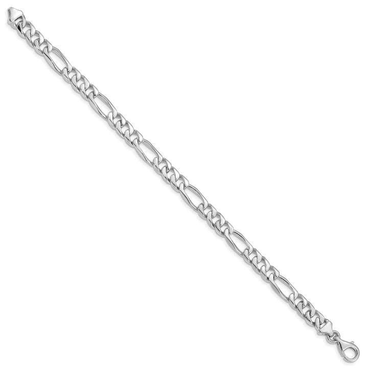 14K White Gold 7mm Hand Figaro Link Bracelet