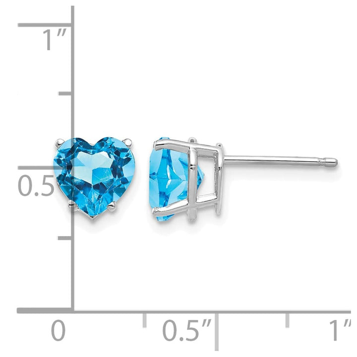 14K White Gold 7mm Heart Blue Topaz Post Earrings, view 4 of 4