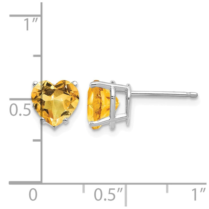 14K White Gold 7mm Heart Citrine Post Earrings, view 4 of 4