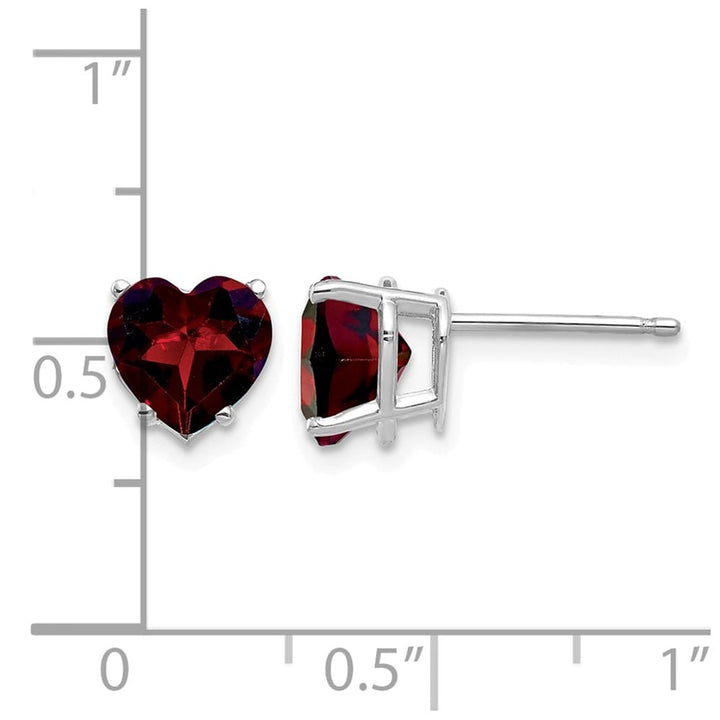 14K White Gold 7mm Heart Garnet Post Earrings, view 4 of 4