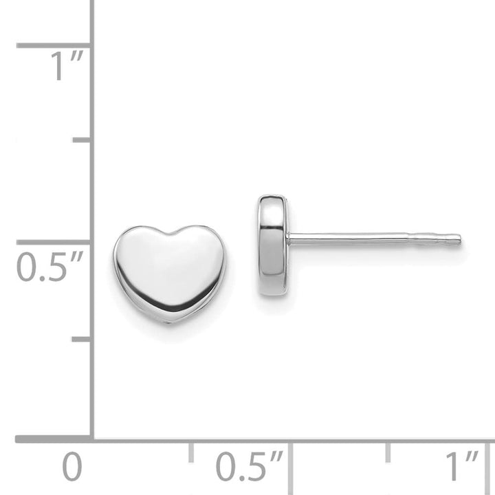 14K White Gold 7mm Polished Heart Post Earrings, view 4 of 4