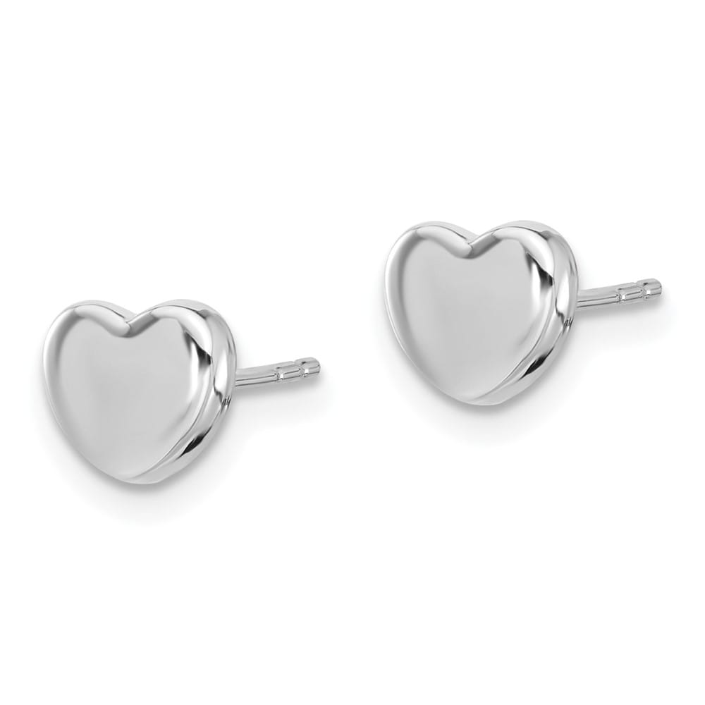 14K White Gold 7mm Polished Heart Post Earrings, view 2 of 4