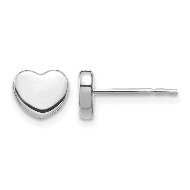 14K White Gold 7mm Polished Heart Post Earrings, view 1 of 4