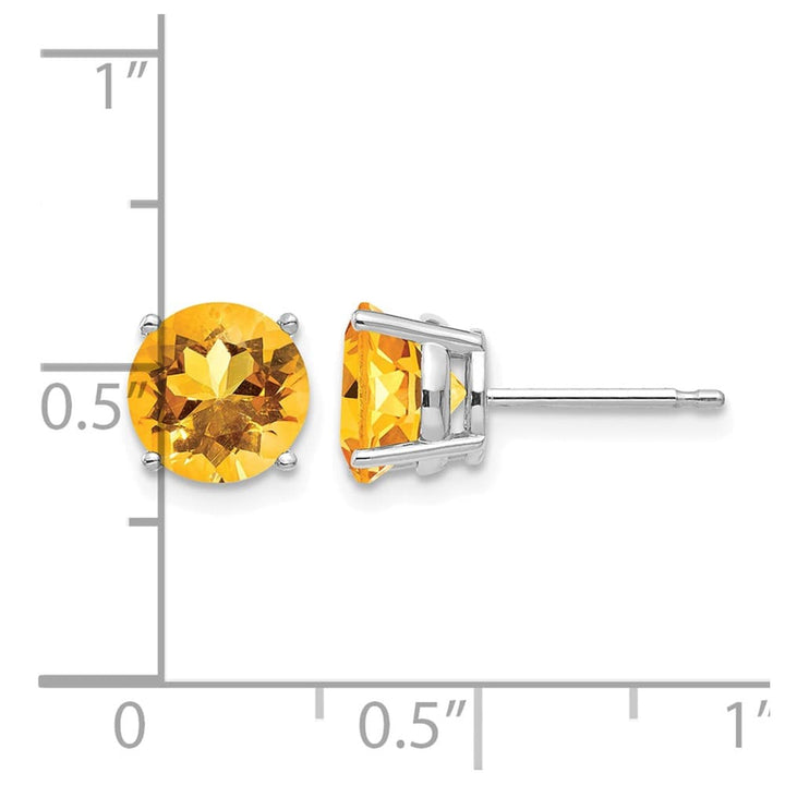 14K White Gold 7mm Round Citrine Post Earrings, view 4 of 4