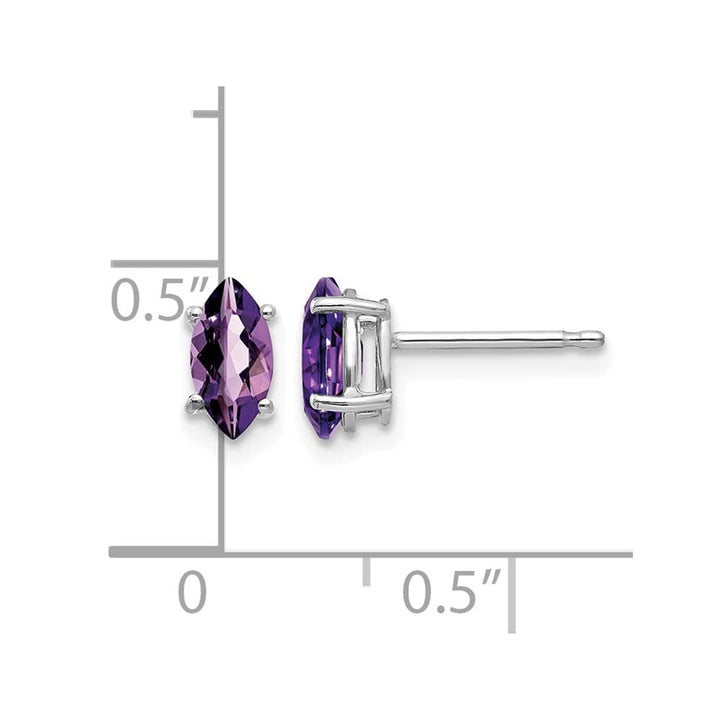 14K White Gold 7x3.5mm Marquise Post Earrings, view 4 of 8