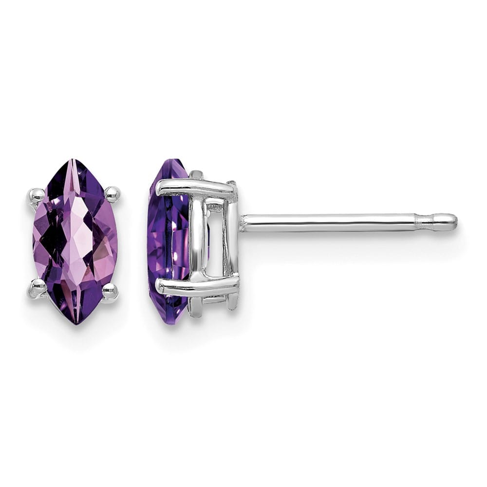 14K White Gold 7x3.5mm Marquise Post Earrings, view 1 of 8
