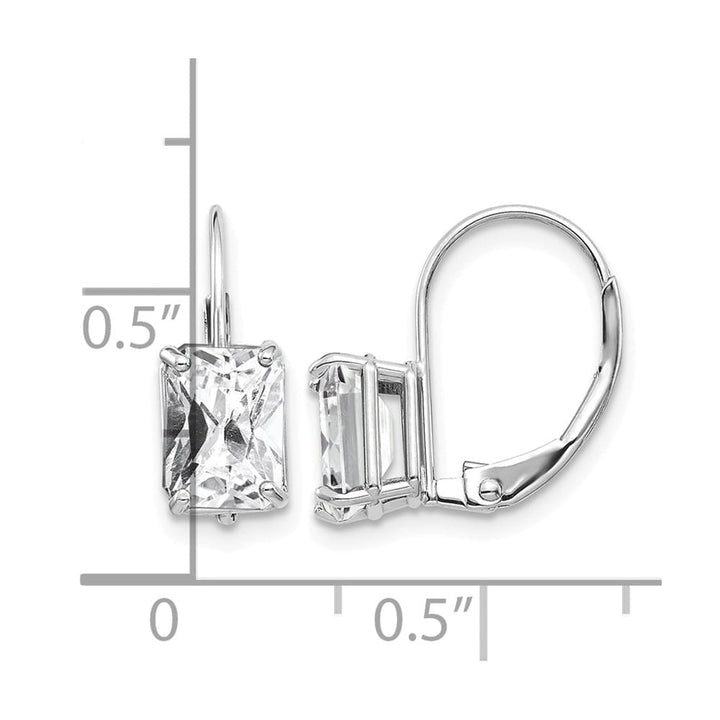 14K White Gold 7x5mm Emerald-cut Cubic Zirconia Earrings, view 2 of 4