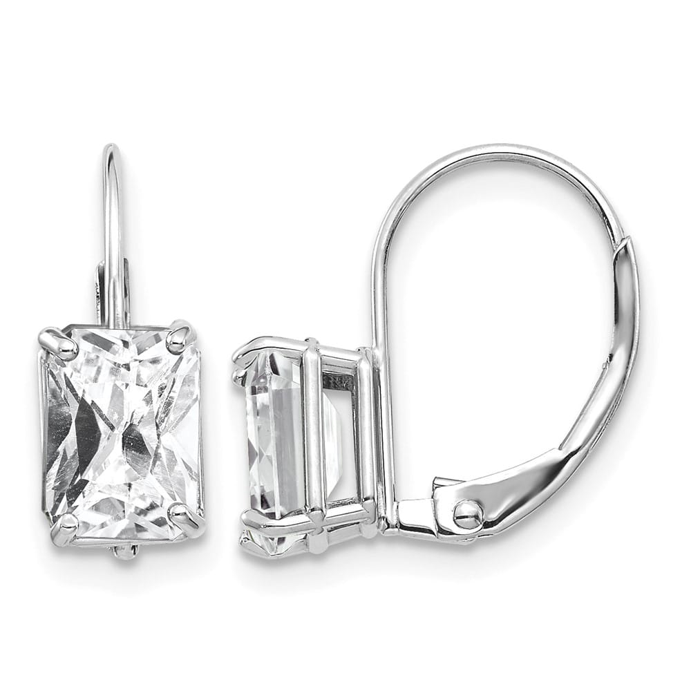 14K White Gold 7x5mm Emerald-cut Cubic Zirconia Earrings, view 1 of 4