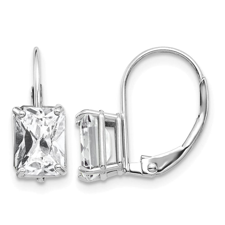 14K White Gold 7x5mm Emerald-cut Cubic Zirconia Earrings, view 1 of 4