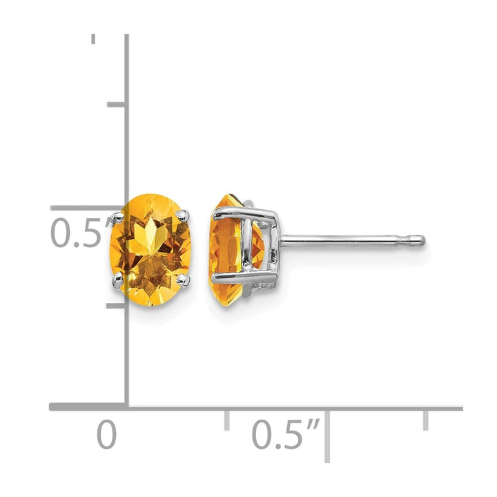 14K White Gold 7x5mm Oval Citrine Post Earrings, view 4 of 4
