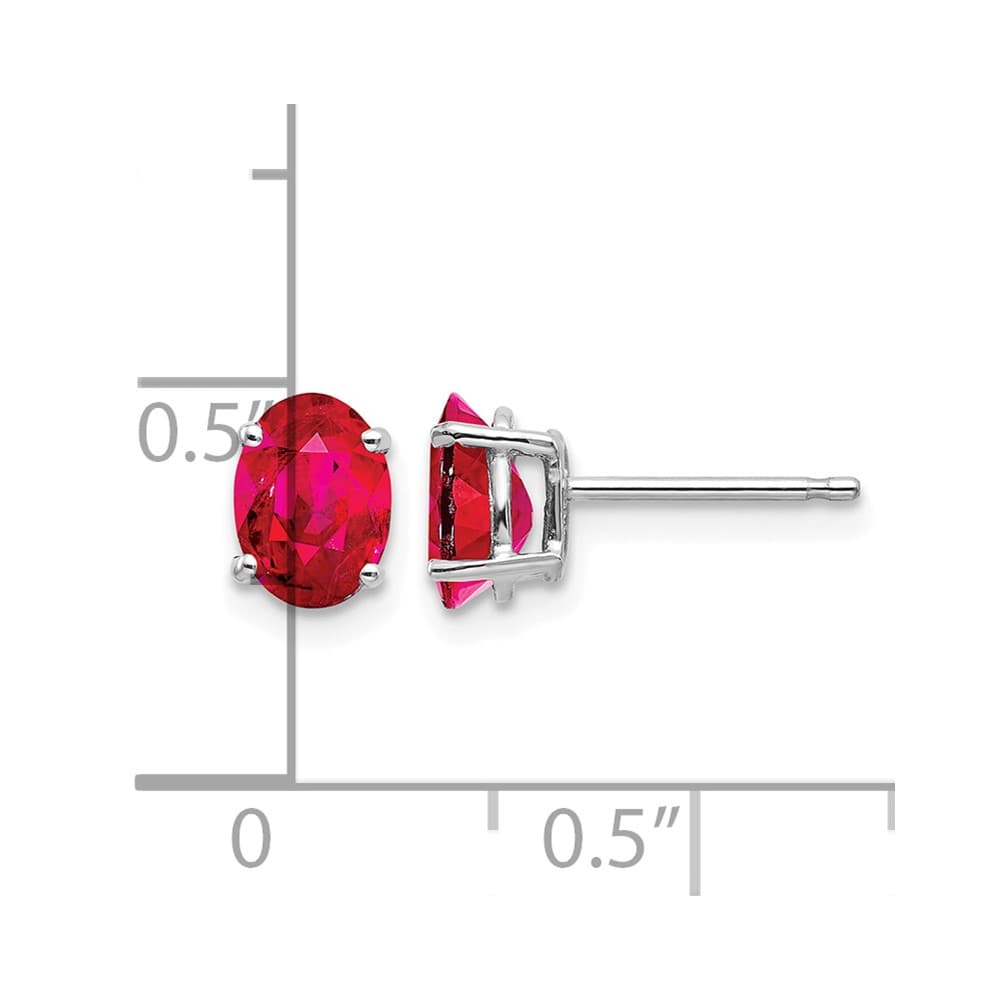 14K White Gold 7x5mm Oval Ruby Post Earrings, view 4 of 4