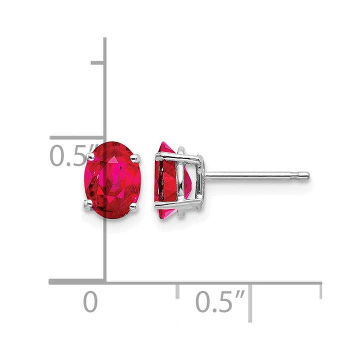 14K White Gold 7x5mm Oval Ruby Post Earrings, view 4 of 4