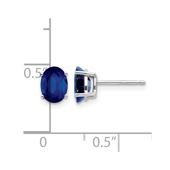 14K White Gold 7x5mm Oval Sapphire Post Earrings, view 4 of 4