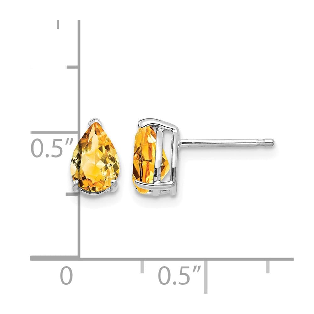 14K White Gold 7x5mm Pear Citrine Post Earrings, view 4 of 4