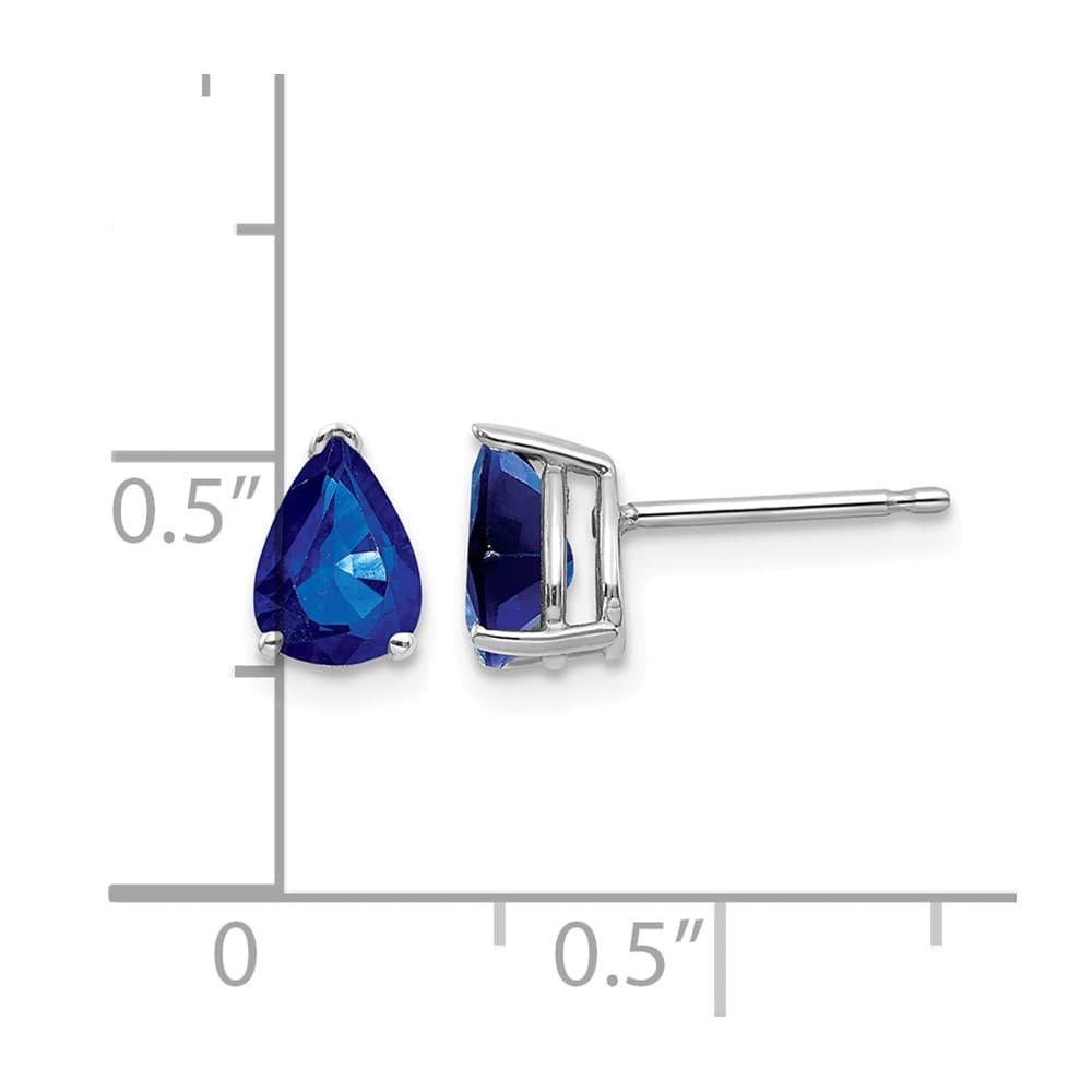 14K White Gold 7x5mm Pear Sapphire Post Earrings, view 4 of 4