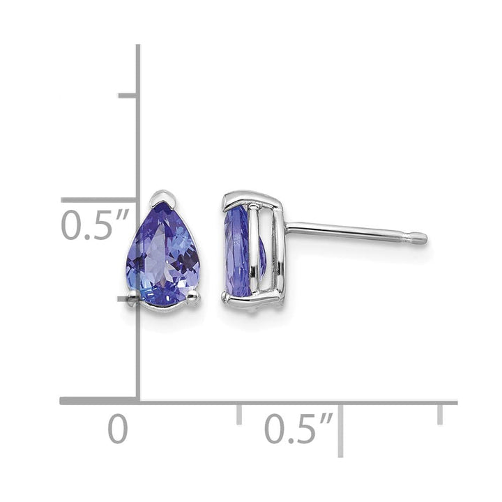 14K White Gold 7x5mm Pear Tanzanite Post Earrings, view 4 of 4