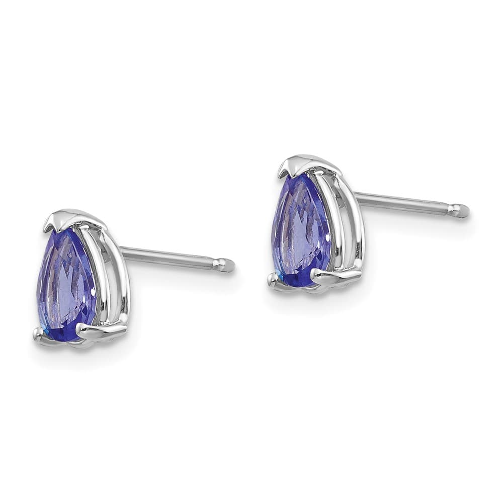 14K White Gold 7x5mm Pear Tanzanite Post Earrings, view 2 of 4
