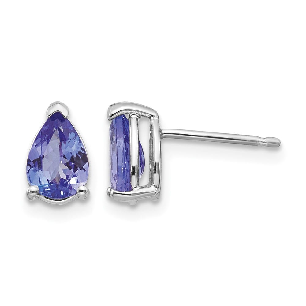 14K White Gold 7x5mm Pear Tanzanite Post Earrings, view 1 of 4
