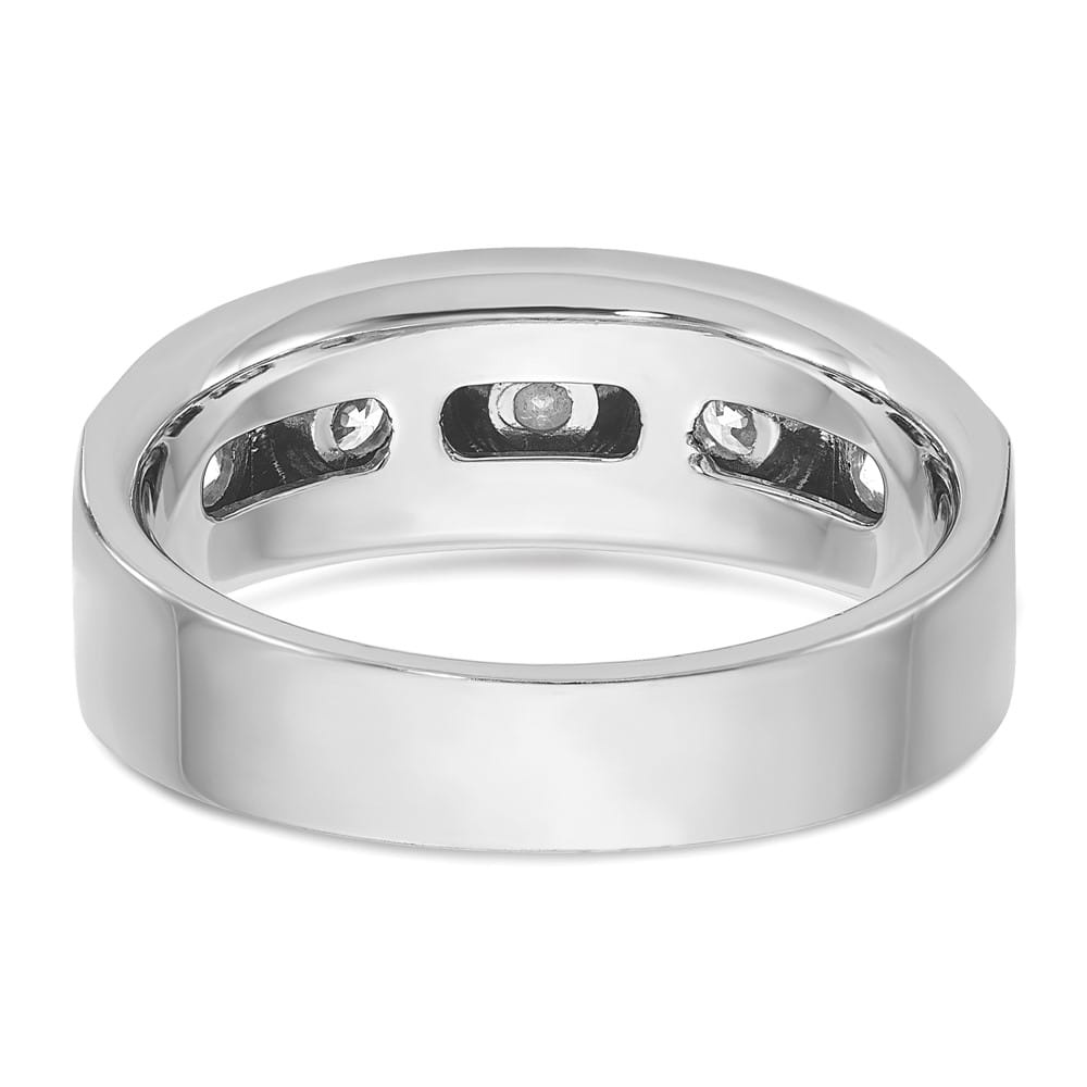14k White Gold 8.09 mm Polished and Satin Diamond Men's Ring