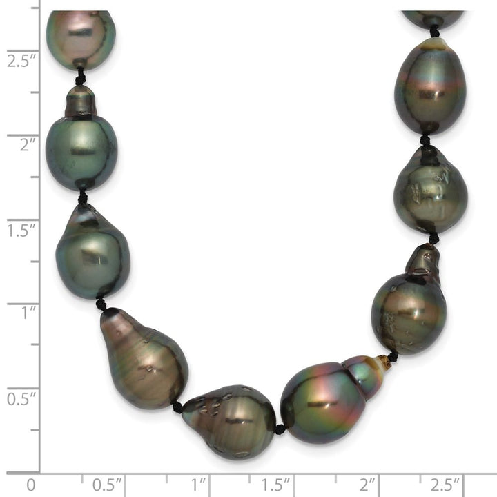 14K White Gold 8-11mm Black Tahitian Cultured Pearl 18 inch Necklace
