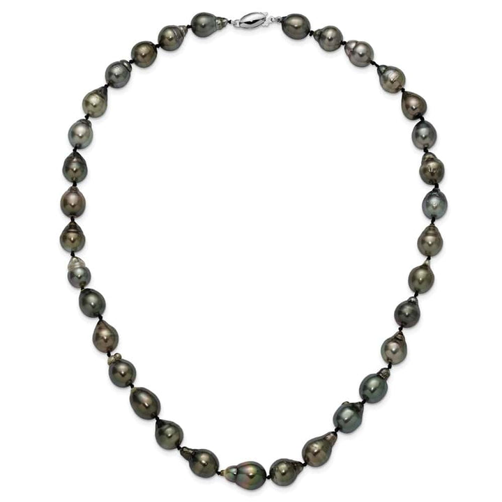 14K White Gold 8-11mm Black Tahitian Cultured Pearl 18 inch Necklace