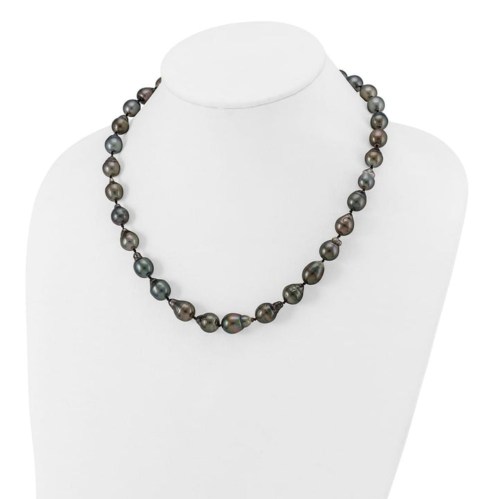 14K White Gold 8-11mm Black Tahitian Cultured Pearl 18 inch Necklace