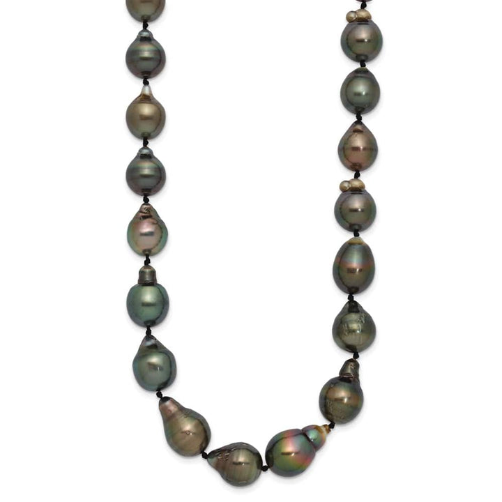 14K White Gold 8-11mm Black Tahitian Cultured Pearl 18 inch Necklace