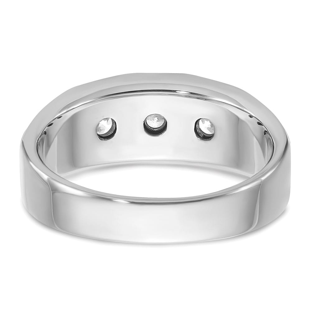 14k White Gold 8.25 mm Polished and Satin Diamond Men's Ring