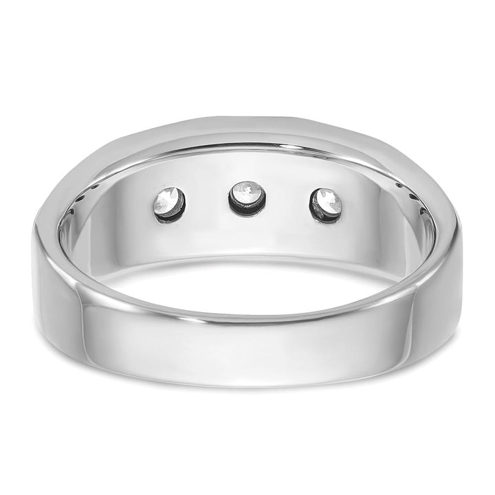 14k White Gold 8.25 mm Polished and Satin Diamond Men's Ring