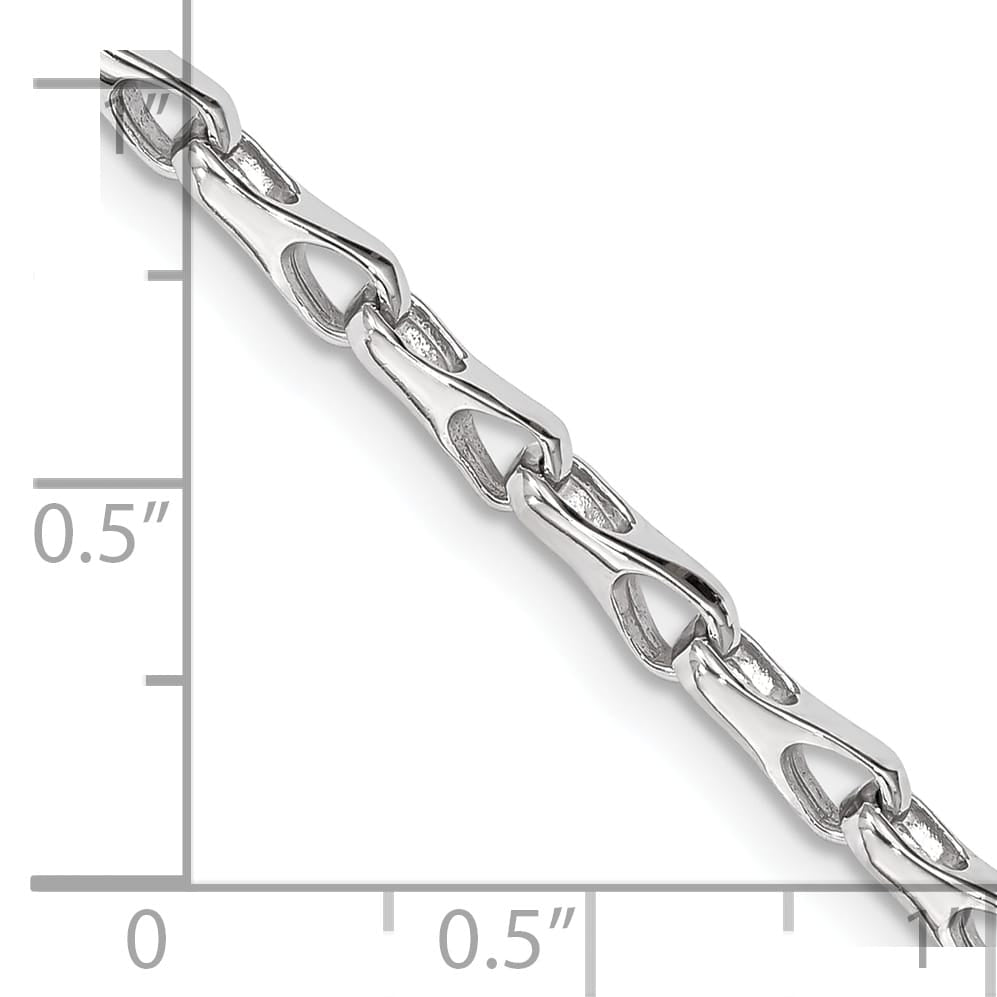 14K White Gold 8. 3.5mm Hand Fancy Link Bracelet 8.5 Inch