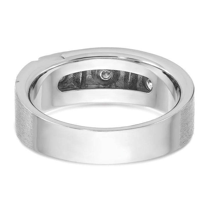 14k White Gold 8.35 mm Polished and Satin Diamond Men's Ring
