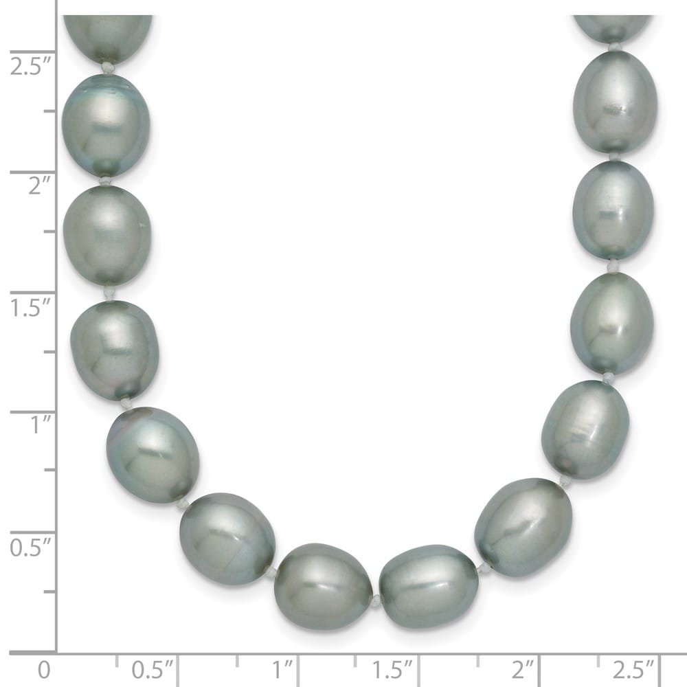 14K White Gold 8-9mm Grey Rice Cultured Pearl 24 inch Necklace