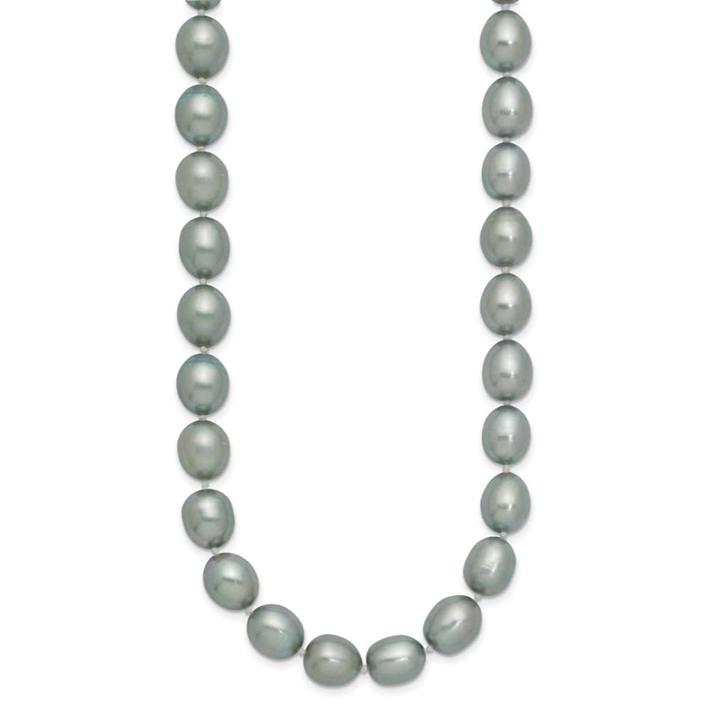 14K White Gold 8-9mm Grey Rice Cultured Pearl 24 inch Necklace