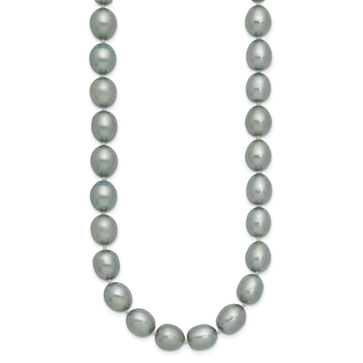 14K White Gold 8-9mm Grey Rice Cultured Pearl 24 inch Necklace
