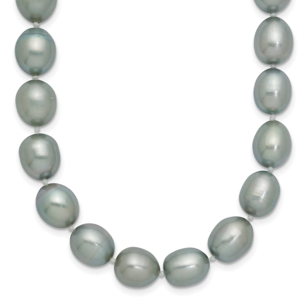 14K White Gold 8-9mm Grey Rice Cultured Pearl 24 inch Necklace