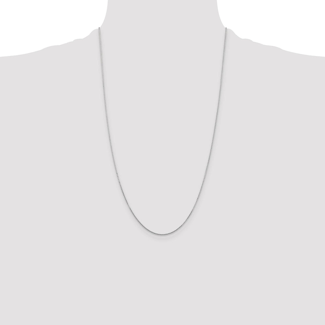 14K White Gold .8mm D.C. Round Open Link Cable Chain 26 Inch