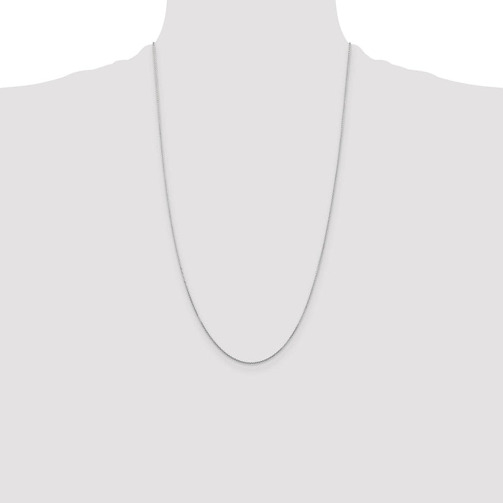 14K White Gold .8mm D.C. Round Open Link Cable Chain 26 Inch