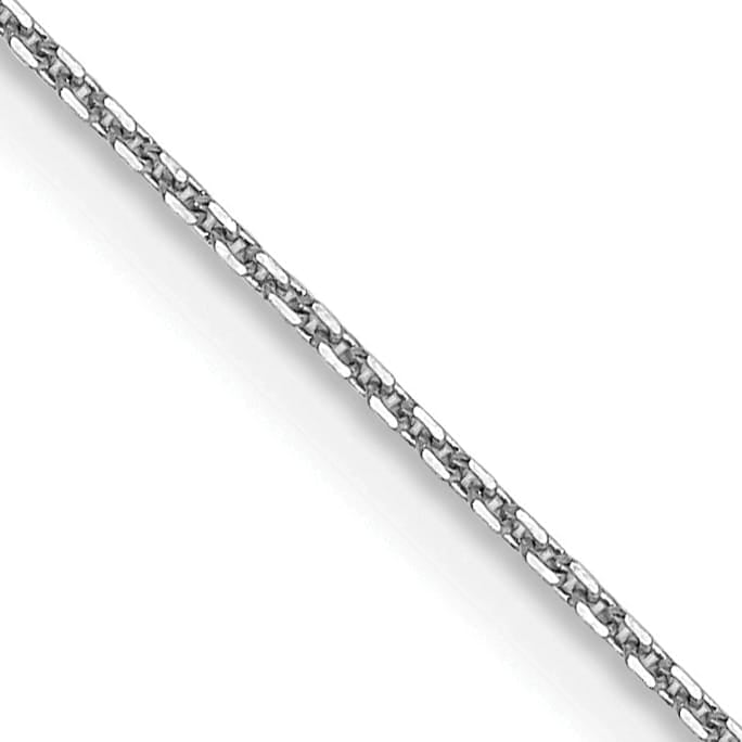 14K White Gold .8mm D.C. Round Open Link Cable Chain 26 Inch