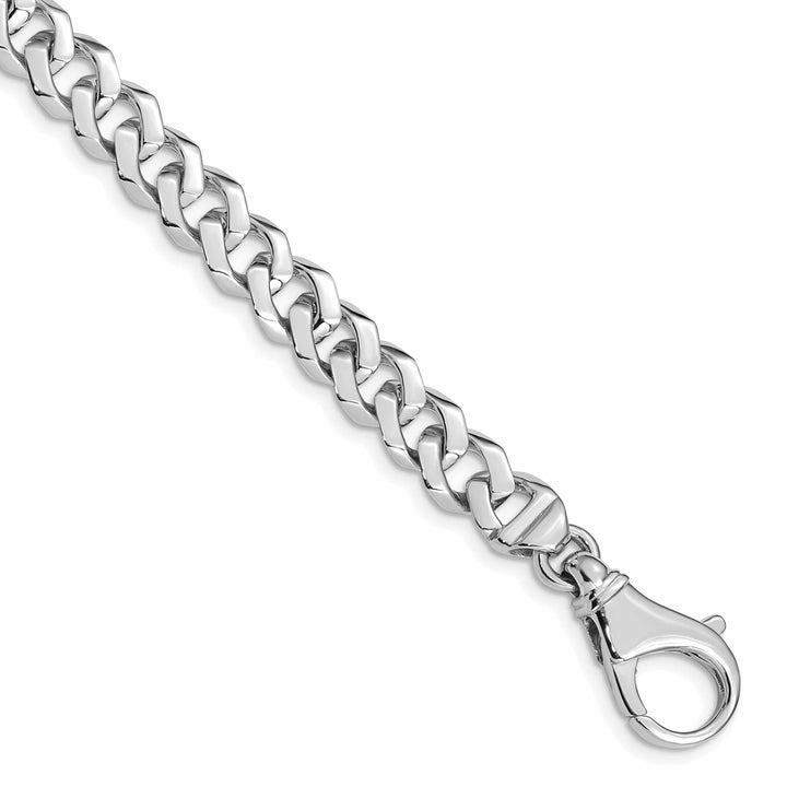 14K White Gold 8mm Hand Fancy Link Bracelet 8 Inch