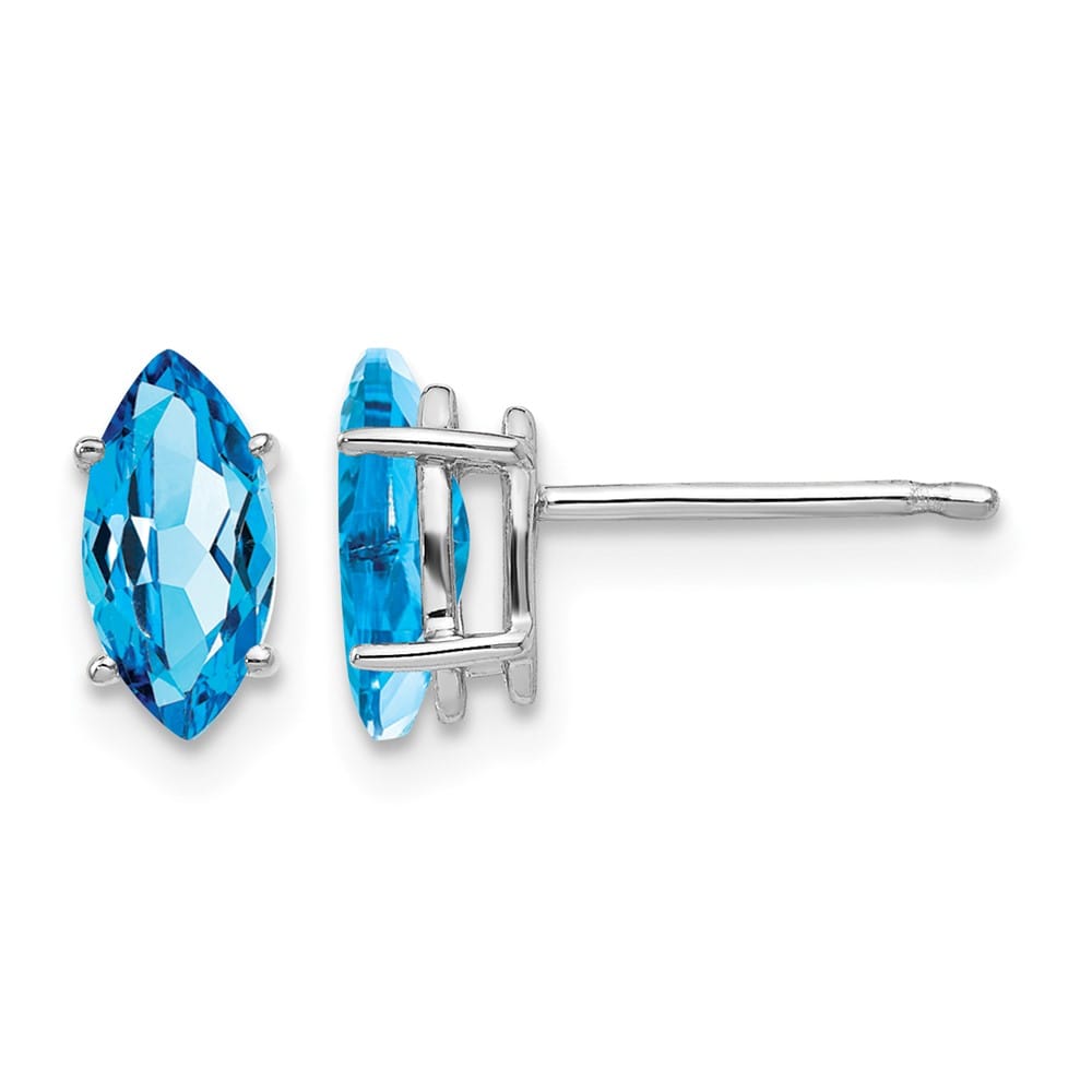 14K White Gold 8x4mm Marquise Post Earrings, view 1 of 12