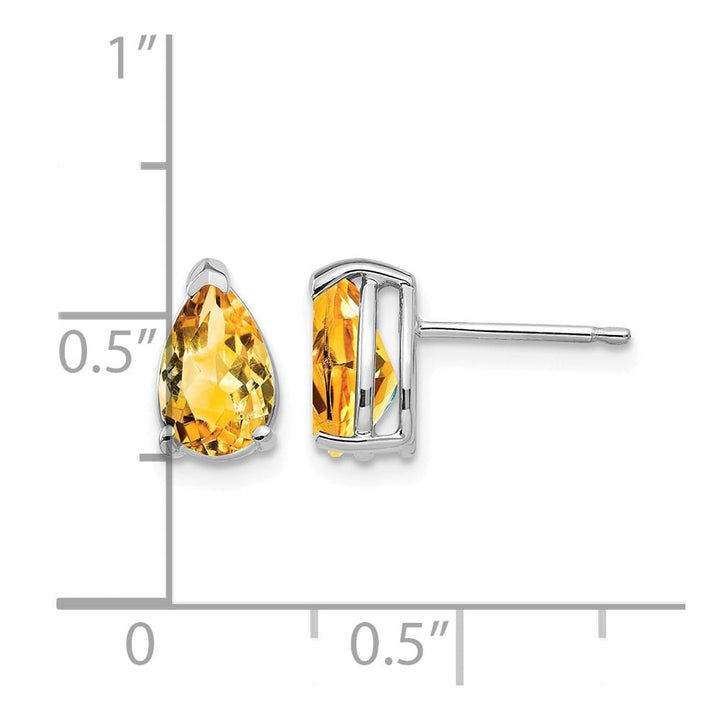14K White Gold 8x5mm Pear Citrine Post Earrings, view 4 of 4