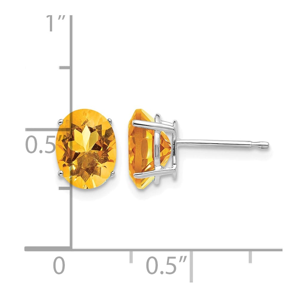 14K White Gold 8x6mm Oval Citrine Post Earrings, view 4 of 4