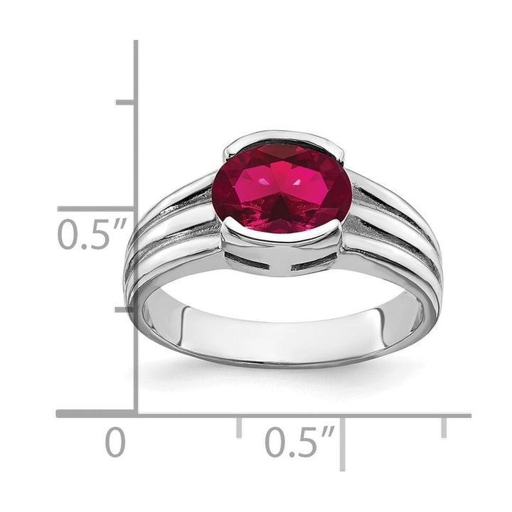 14k White Gold 8x6mm Oval Created Ruby Ring