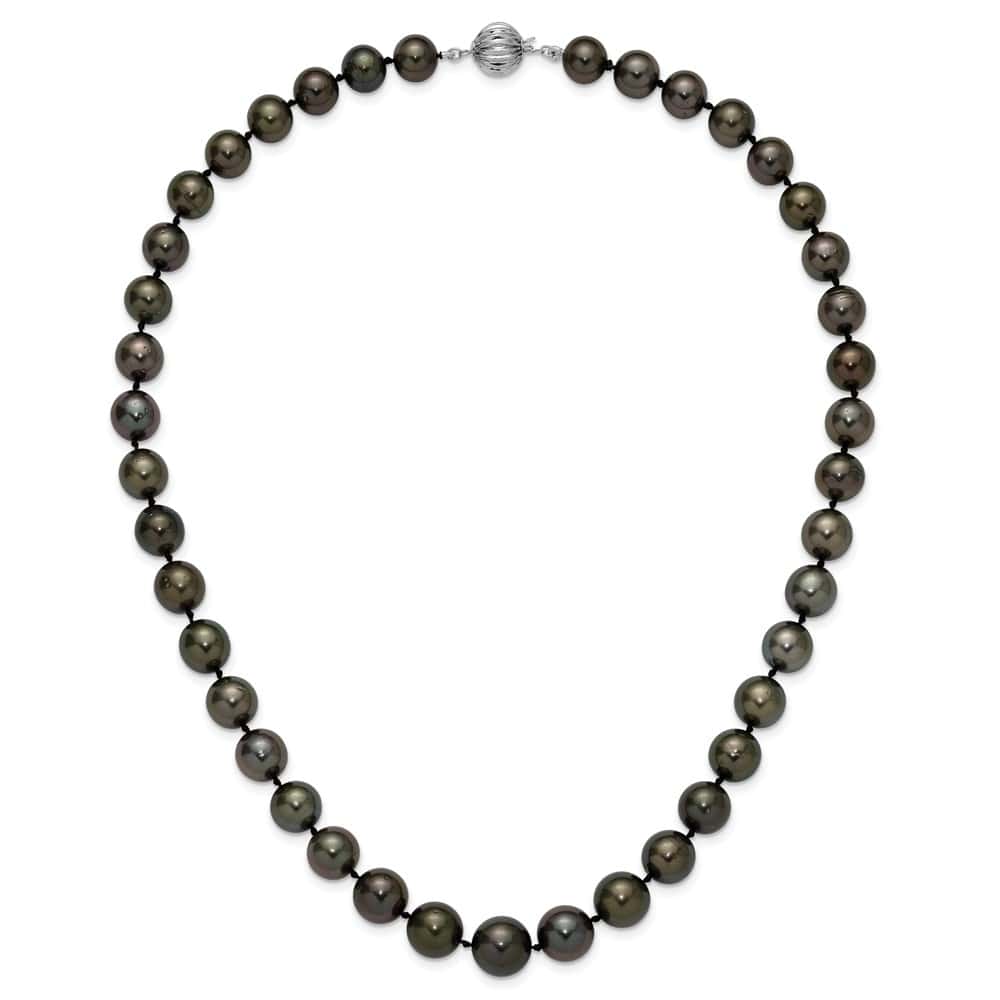 14K White Gold 9-12mm Black Tahitian Cultured Pearl 19 inch Necklace
