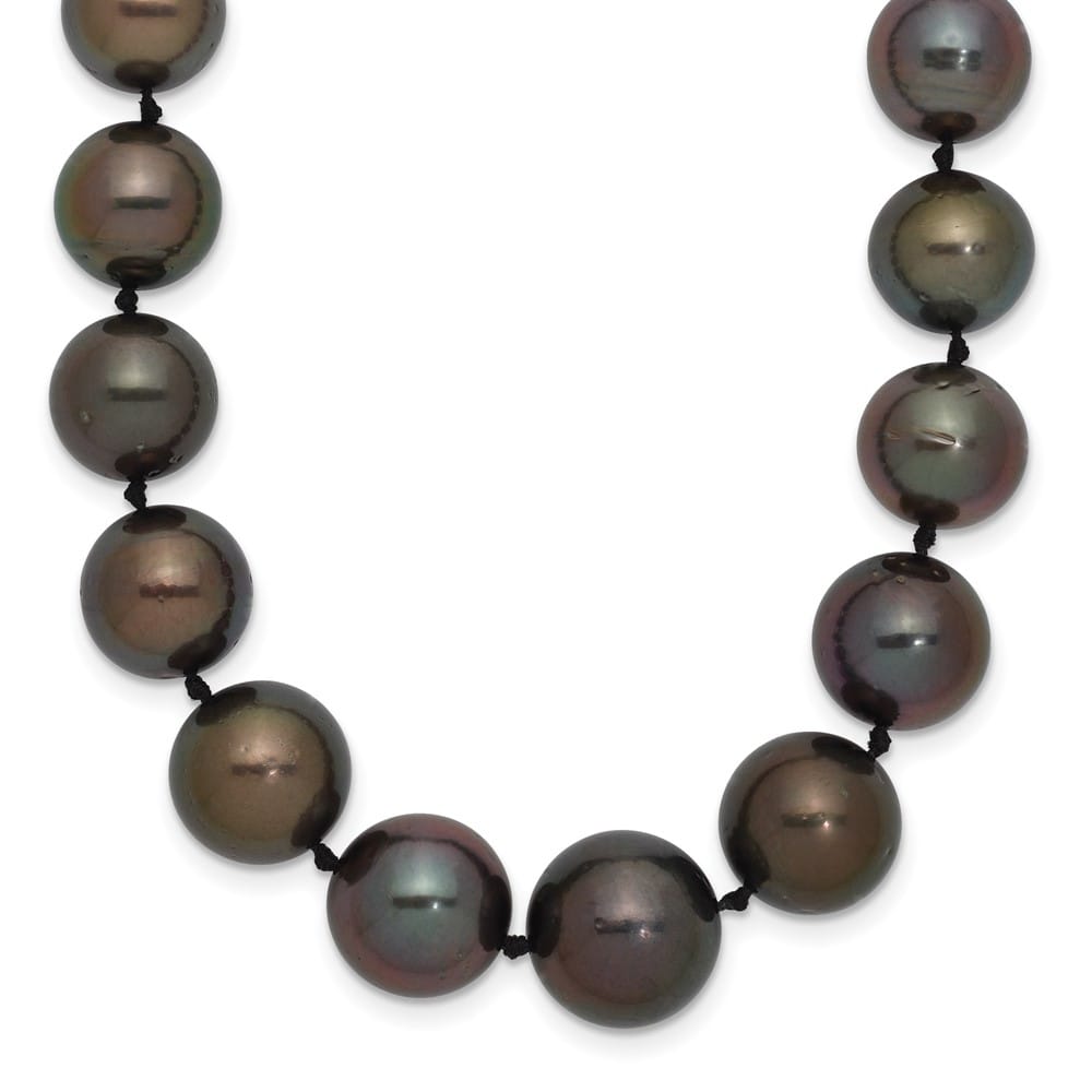 14K White Gold 9-12mm Black Tahitian Cultured Pearl 19 inch Necklace