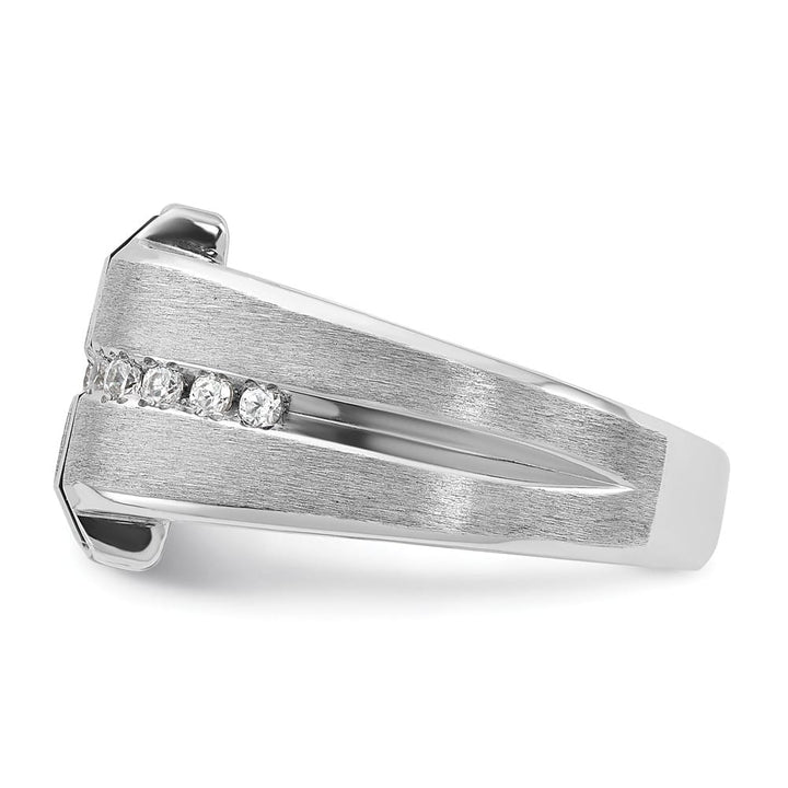 14k White Gold 9.98 g Satin Rectangle Onyx Diamond Men's Ring
