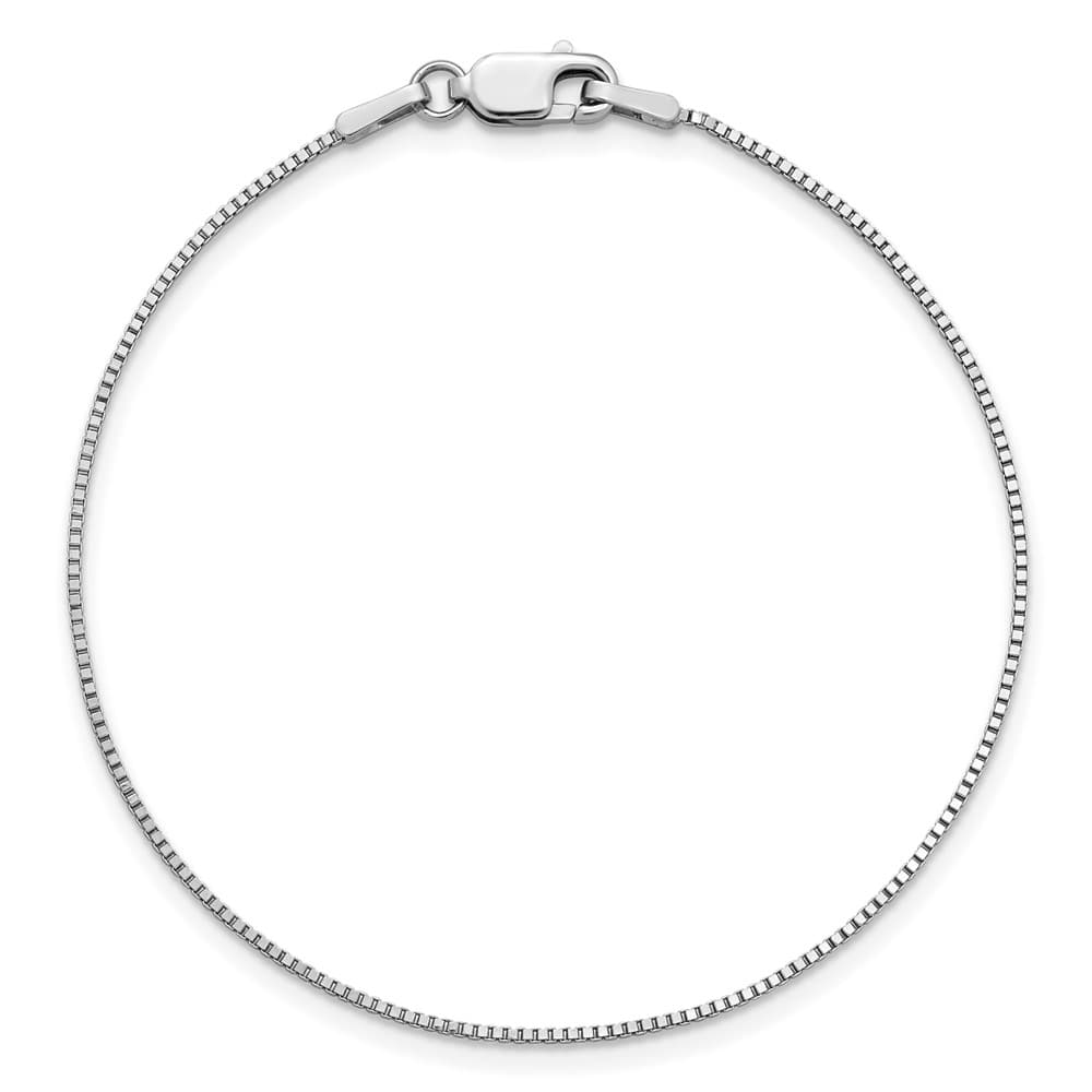 14K White Gold .95mm Box with Lobster Clasp Anklet