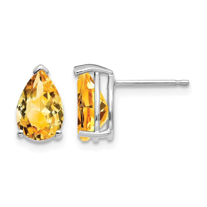 14K White Gold 9x6mm Pear Citrine Post Earrings, view 1 of 4